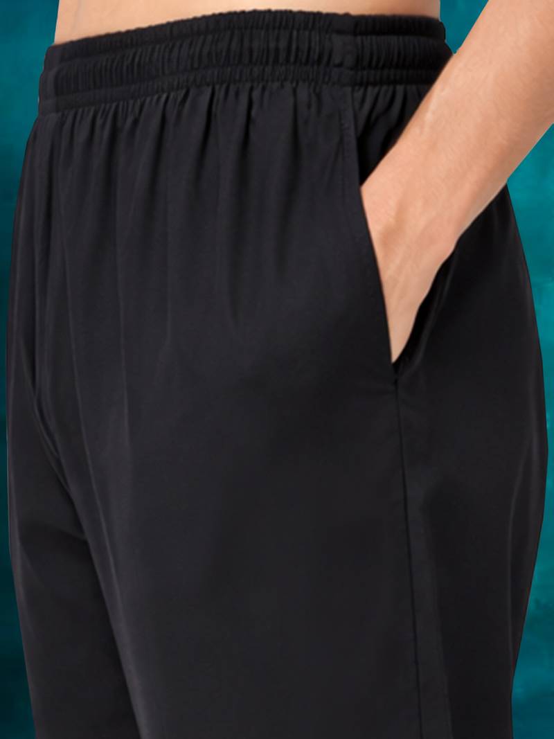 black asymmetric viscose kurta pyjama set | festive & wedding wear