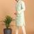 mint green mirror work georgette kurta pyjama set with cream bottom | festive & wedding wear