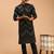 black georgette mirror work kurta with fine satin pyjama set | festive wedding wear
