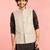 silver nehru jacket | jacquard leaves design with geometric thread embroidery