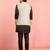 silver geometric jacquard nehru jacket with black kurta pyjama set | wedding party wear