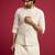 white silk blend nehru jacket | zardozi embroidery with golden buti jacquard