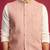 peach sequin & thread embroidered nehru jacket with cream satin kurta & pants set | festive ethnic bundle |