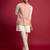 peach sequin & thread embroidered nehru jacket with cream satin kurta & pants set | festive ethnic bundle |
