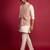 peach sequin & thread embroidered nehru jacket with cream satin kurta & pants set | festive ethnic bundle |