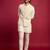 off white chikankari nehru jacket with cream satin kurta pant set | wedding & festive wear