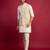 off white chikankari nehru jacket with cream satin kurta pant set | wedding & festive wear
