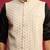 off-white sequin embroidered nehru jacket with black satin kurta & pants set | contrast festive bundle |