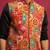 red embroidered nehru jacket with black kurta & pant set