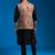 chiku embroidered nehru jacket set with black printed kurta & fine satin pyjama | wedding party wear
