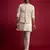 cream embroidered nehru jacket set with fine satin kurta & pant style pyjama | wedding formal wear