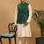 green embroidered nehru jacket set with cream silk blend kurta & viscose pyjama | wedding festive wear
