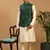 green embroidered nehru jacket set with cream silk blend kurta & viscose pyjama | wedding festive wear