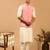 pink sequin nehru jacket set with cream kurta & viscose pyjama | wedding festive wear