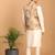 chiku floral print nehru jacket with cream kurta pyjama set | 3-piece silk festive ethnic wear