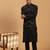 black mirror work nehru jacket with kurta pyjama set | 3-piece embellished festive wear