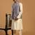 onion mirror work nehru jacket with cream viscose kurta pyjama set | comfortable contrast 3-piece festive wear