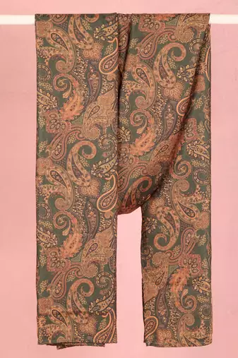 mehendi green cotton blend dupatta | paisley digital print with four-side fold