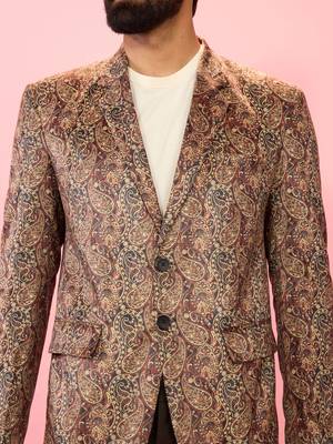 multicolour velvet patch paisley digital print notch collar wedding blazer | all-over print | satin lining 2