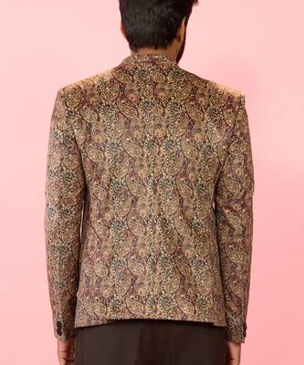 multicolour velvet patch paisley digital print notch collar wedding blazer | all-over print | satin lining 5