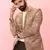 beige velvet paisley digital print notch collar wedding blazer | all-over print | satin lining