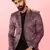 purple velvet paisley digital print notch collar wedding blazer | all-over print | satin lining