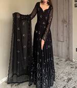 Black color anarkali suits with embroidery work