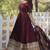 maroon faux georgette gown with full heavy embroidery  