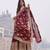 maroon faux georgette gown with full heavy embroidery  