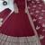 maroon faux georgette gown with full heavy embroidery  