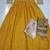 mustard chinon silk long gown with print  embroidery 