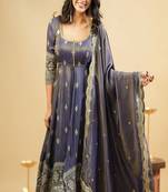  blue simmer silk lehenga suit with sequin touch for vibes