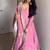 Rose glow  anarkali pink flair gown with golden dupatta & border