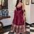  maroon anarkali suit set zari sequins 3 piece gown outfit