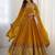 Mustard georgette gown with floral embroidery festive