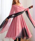 onion pink georgette anarkali suit set wedding special