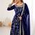 blue elegant faux georgette embroidery gown with churidar