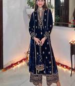 Heavy velvet with zari embroidery kurti  set