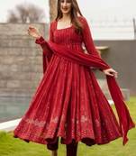  georgette anarkali with sequence thread work