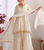 White mal chanderi sharara set designer mirror work outfit