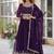 Stunning full sleeves round neck gown with lace border dupatta