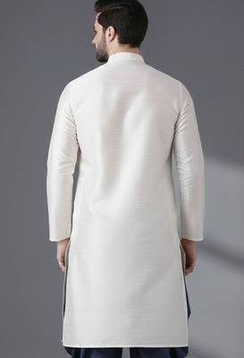 White embroidered dupion silk kurta 2