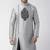 Grey embroidered dupion silk kurta