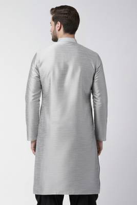 Grey embroidered dupion silk kurta 2
