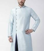 Light blue embroidered dupion silk kurta
