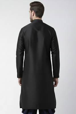 Black embroidered dupion silk kurta 2