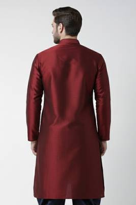 Maroon embroidered dupion silk kurta 2