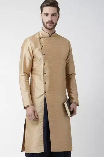 Golden embroidered dupion silk kurta