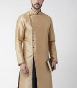 Golden embroidered dupion silk kurta