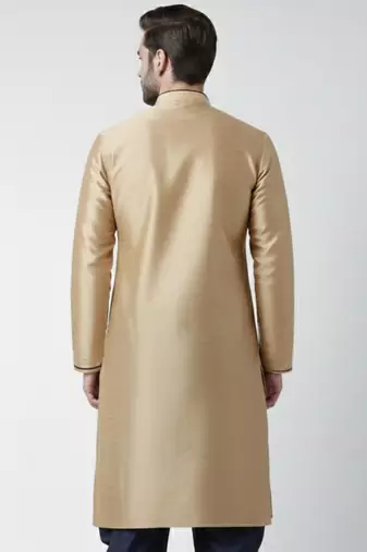 Golden embroidered dupion silk kurta